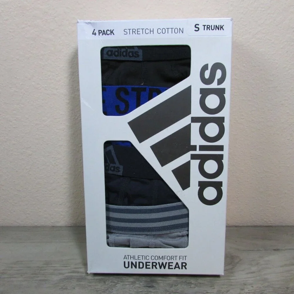 *Various Colors* Adidas Men's Small Stretch Trunk Boxer Briefs 4 Pack